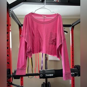 Altar'd State Oversized Waffle Knit Long Sleeve Crop Top